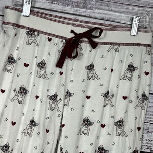 PJ Salvage French Bull Dog Frenchie Hearts Women’s Pajama Jogger Pants Small